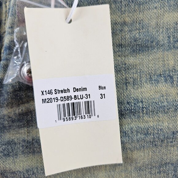 mnml Jeans Mens 31 Blue Skinny Fit Distressed X146 Stretch Denim - Picture 5 of 16